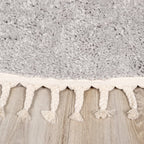 Round High Pile Rug - Lofty Fringe Light Grey