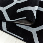 Modern Rug - Streaky Pattern Black/White