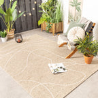 Modern Outdoor Rug - Porto Lines Cream