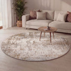 Round washable rug - Misha Grunge Cream/Brown