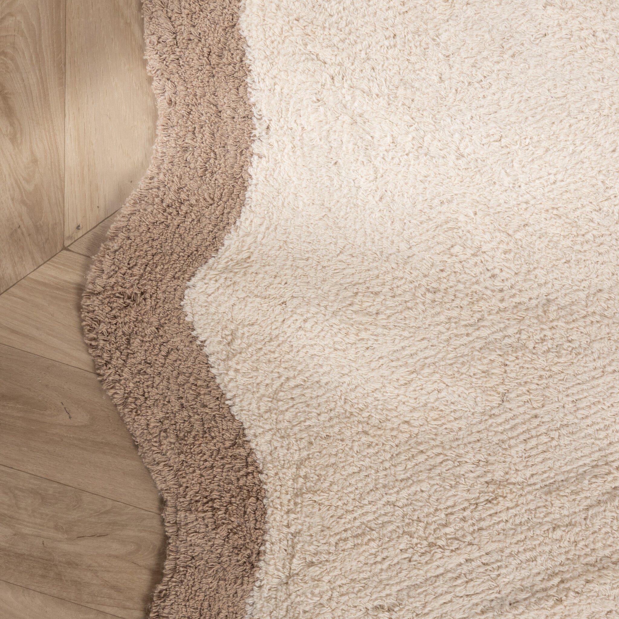Round Washable Rug – Hazy Beige/Cream