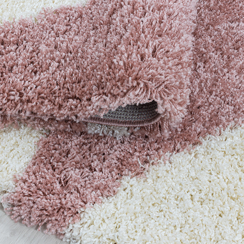 Round high-pile floor rug - Tuggy Pink
