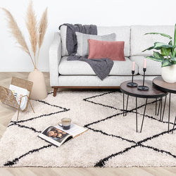 High-Pile Rug - Sensa Square Cream/Black