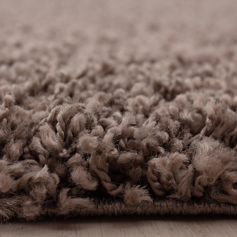 Round high-pile floor rug - Sade Taupe