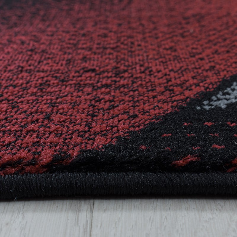 Modern Area Rug - Streaky Waves Red/Black