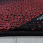 Modern Area Rug - Streaky Waves Red/Black