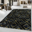 Modern floor rug - Marble Square Anthracite/Gold