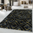 Modern floor rug - Marble Square Anthracite/Gold