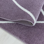 Low-pile floor rug - Smoothly Lines Purple/White