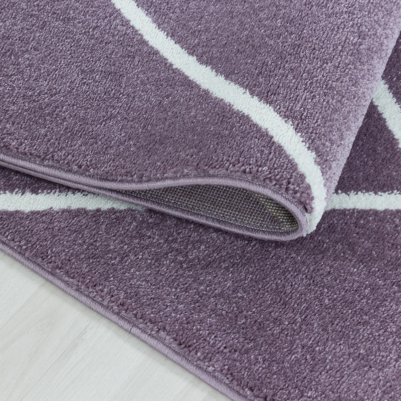 Low-pile floor rug - Smoothly Lines Purple/White