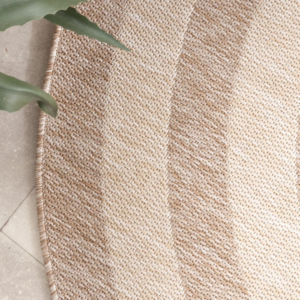 Round Outdoor Rug – Sierra Frame Beige/Cream