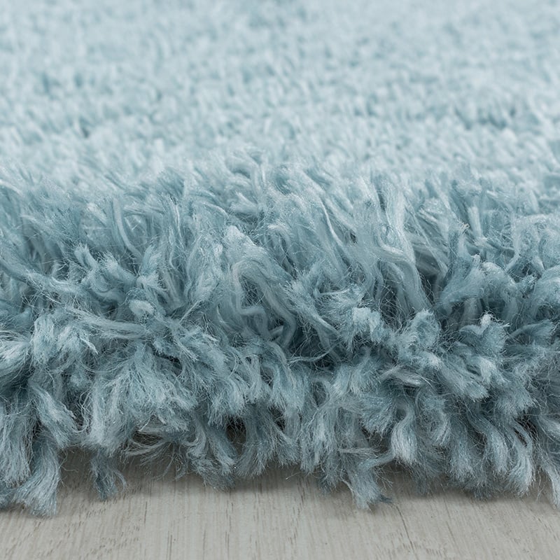Round high-pile floor rug - Fuzzy Light Blue