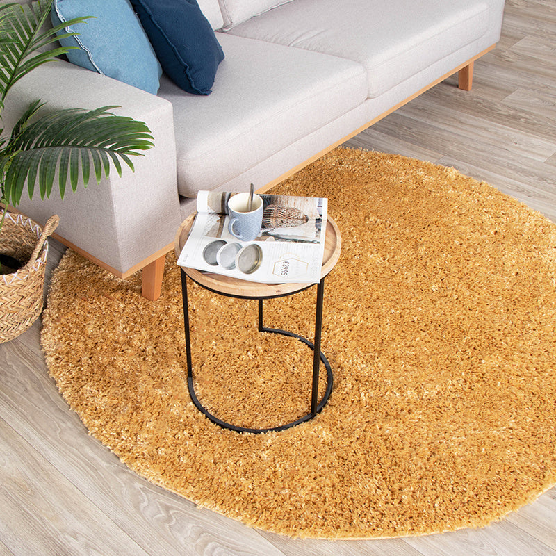 Round High Pile Rug - Lofty Ochre Yellow
