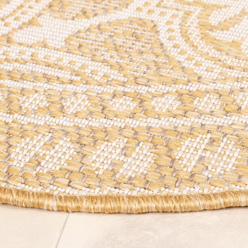Round Outdoor Rug - Summer Oriental Yellow