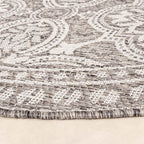 Round Outdoor Rug - Summer Oriental Light Grey