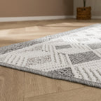 Sustainable floor rug - Lorre Blocks White/Grey