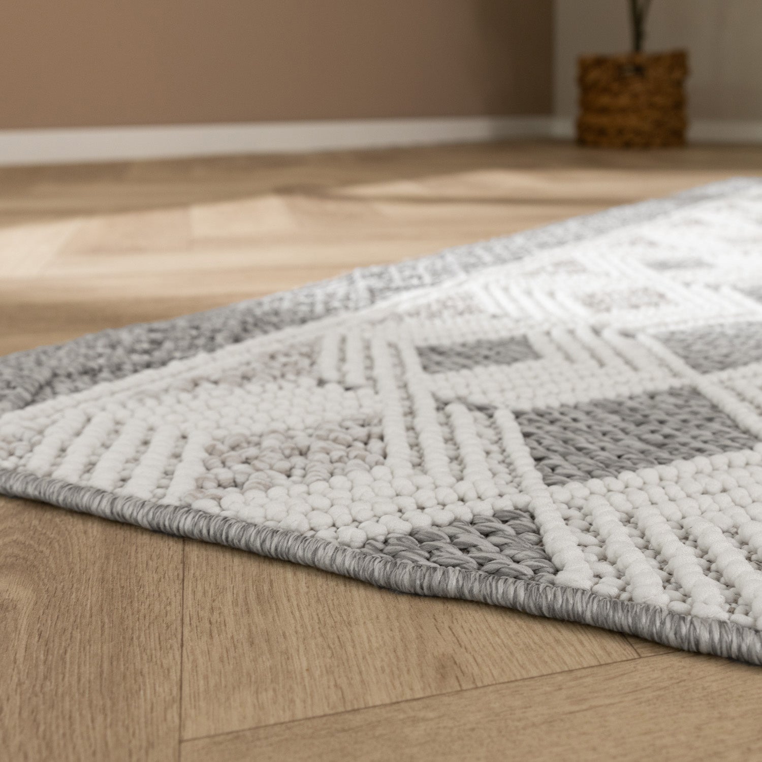 Sustainable floor rug - Lorre Blocks White/Grey
