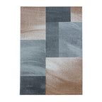 Retro Floor Rug - Stencil Rectangles Brown/Grey