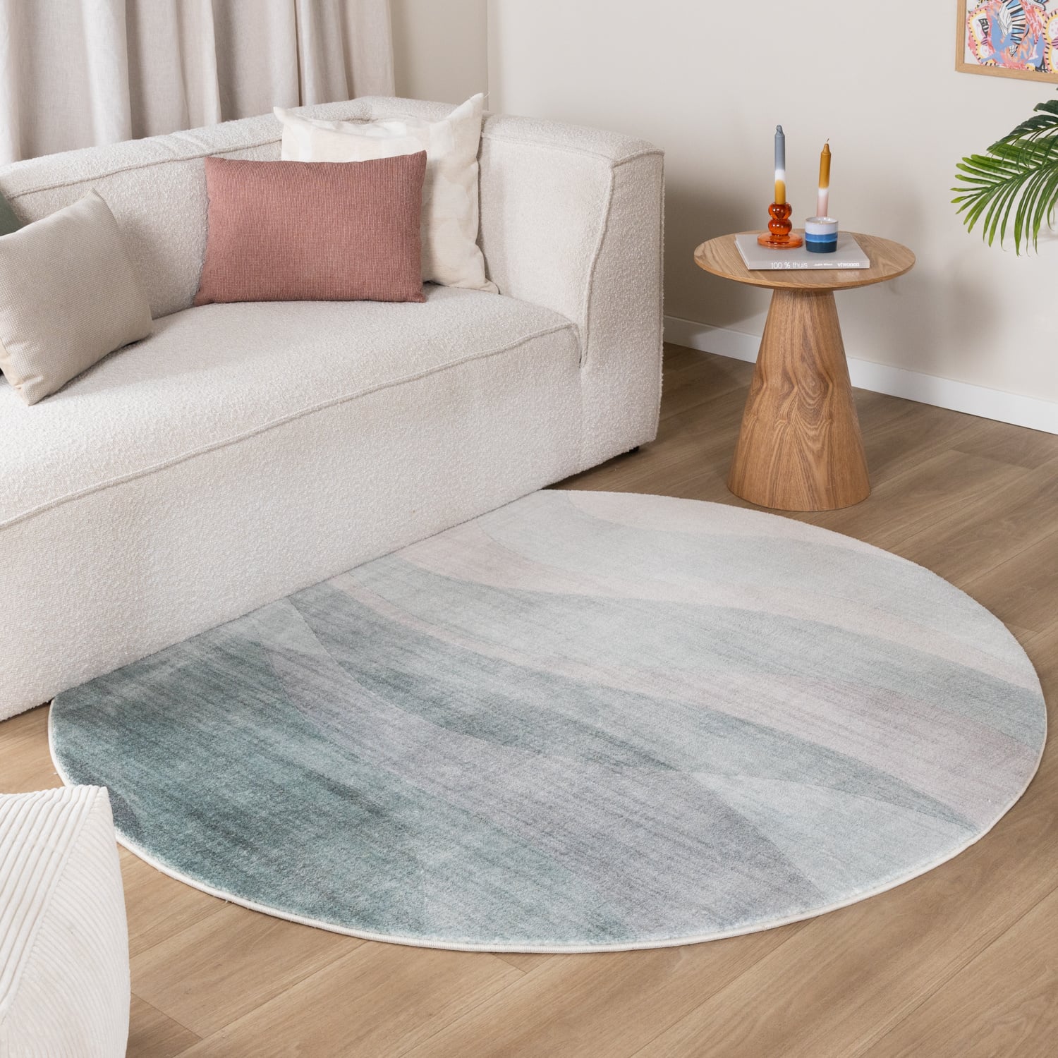 Round Modern Rug - Field Green