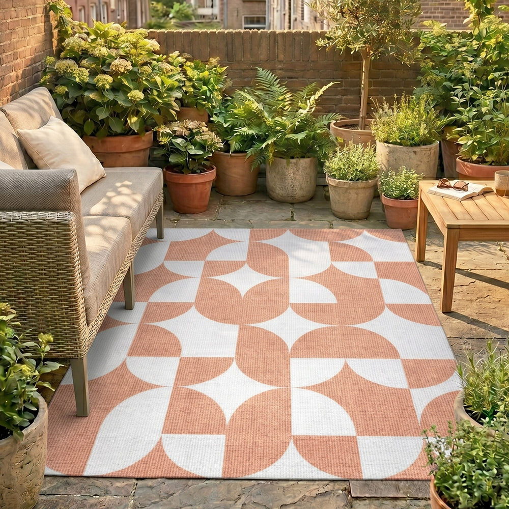 Abstract Outdoor Rug - Groovy Tiles Terra