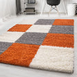 High-pile floor rug - Cube Terracotta