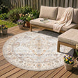 Round Vintage Outdoor Rug - Santo Flora Light Grey