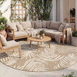 Round Outdoor Rug - Malta Leaves Natural