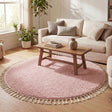 Round High Pile Rug - Lofty Fringe Pink
