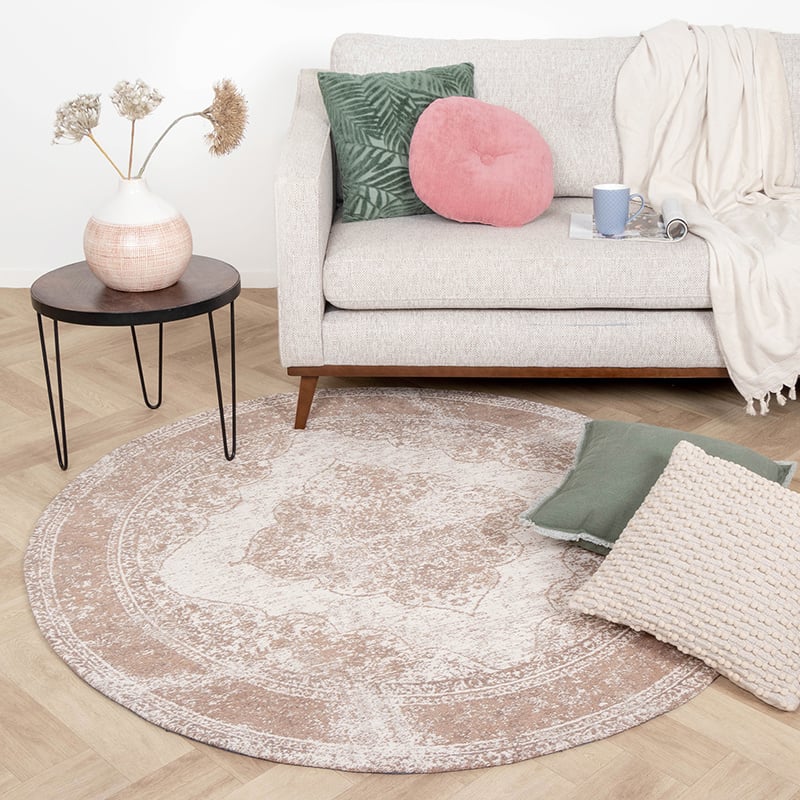 Round Vintage Rug - Admire Taupe