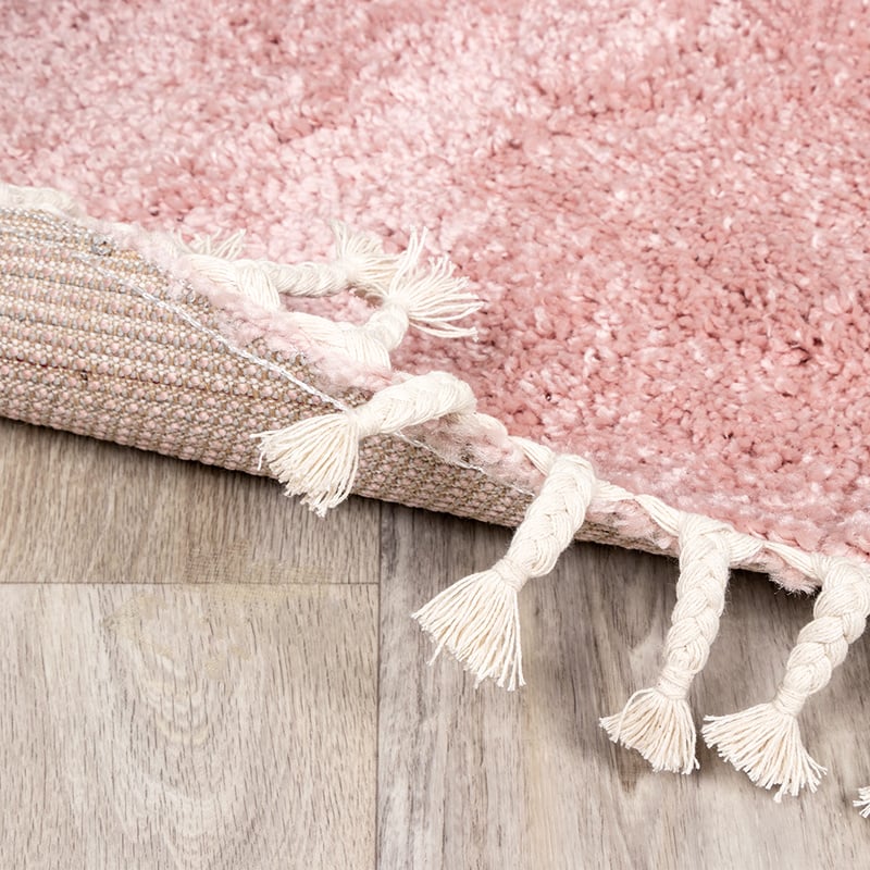 Round High Pile Rug - Lofty Fringe Pink