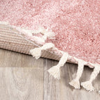 Round High Pile Rug - Lofty Fringe Pink