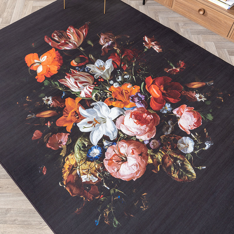 Floral Rug - Florine Black/Orange