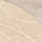 Round Modern Outdoor Rug - Porto Lines Cream