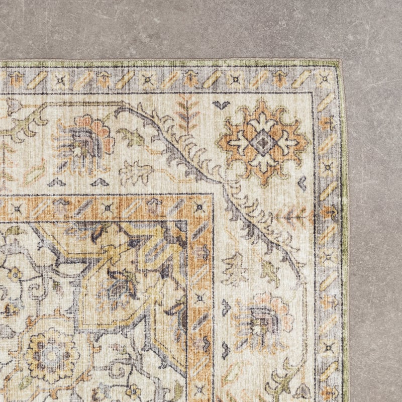 Vintage Outdoor Rug - Santo Medallion Green