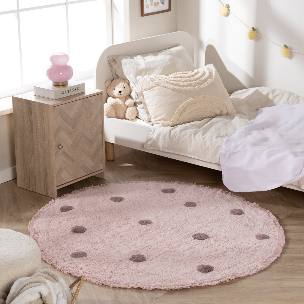Round Kids Room Rug – Lou Dots Purple