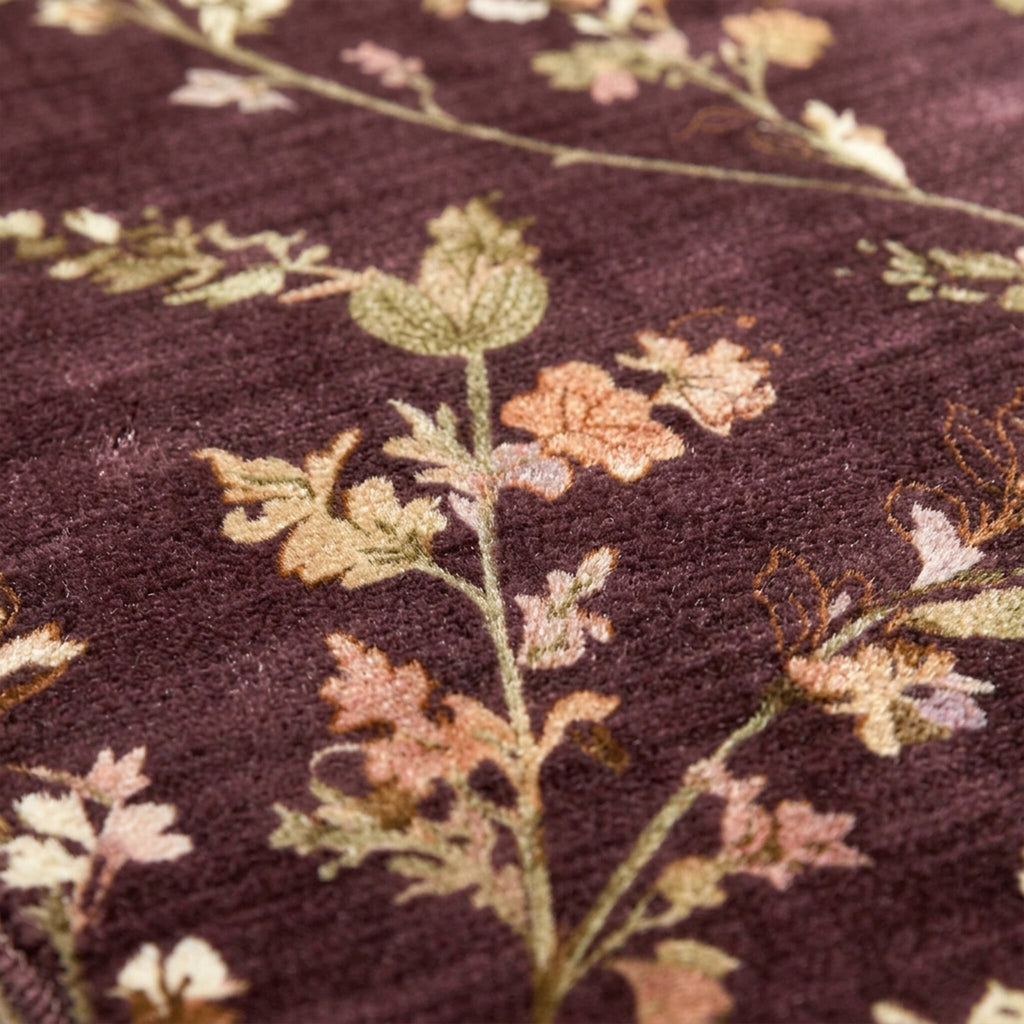 Round washable rug - Misty Floral Brown
