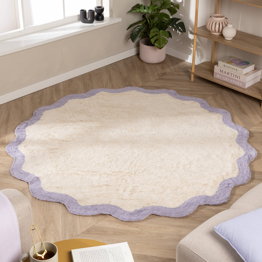 Round Washable Rug – Hazy Lilac/Cream