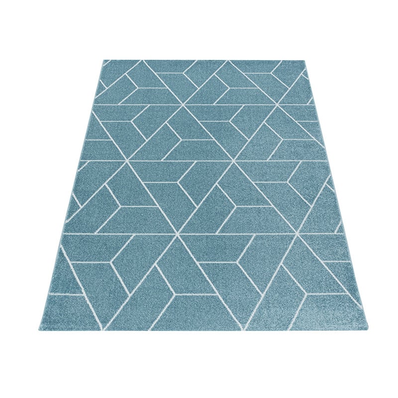 Retro floor rug - Stencil Triangle Blue/White