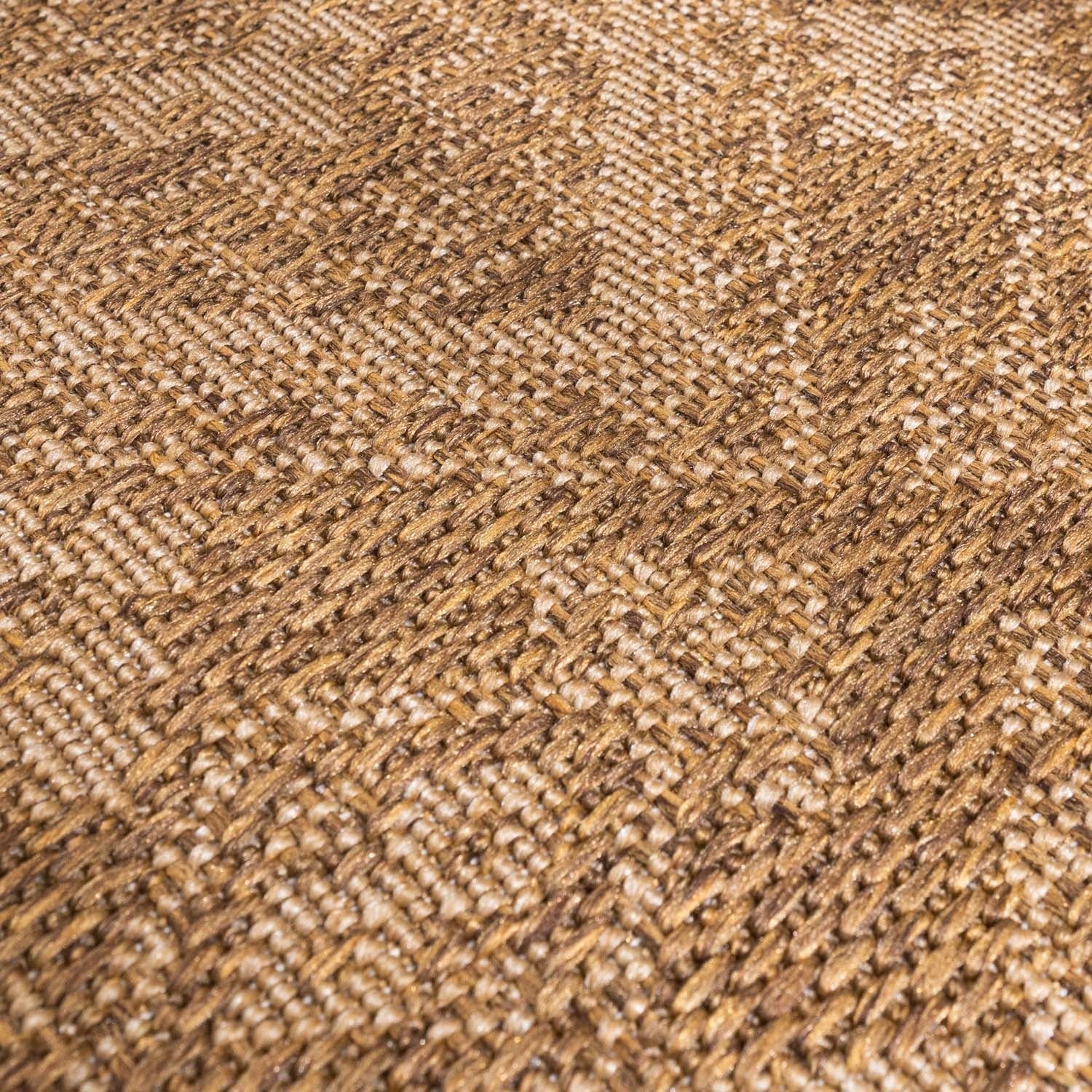 Round Jute Outdoor Rug - Mavi Medallion Brown/Cream
