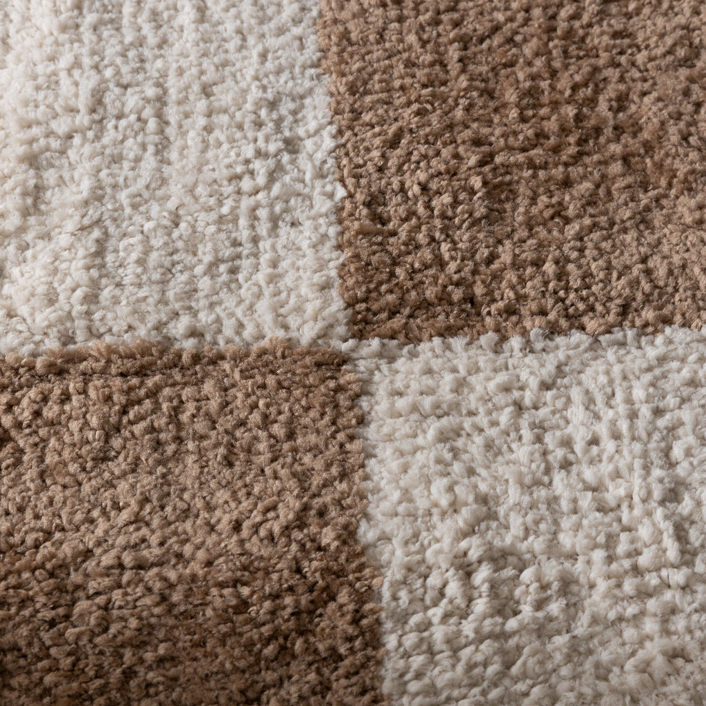Checkerboard Rug - Blox Fringe Beige