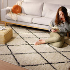 High Pile Rug - Grand Lines Cream/Black