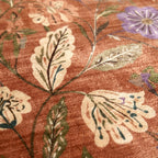 Round washable rug - Misty Flowers Terracotta