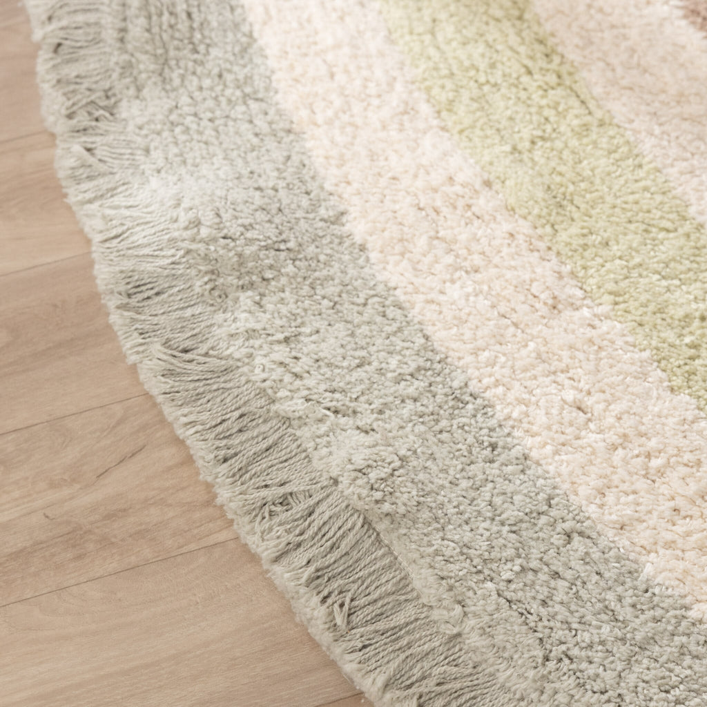 Round washable kids rug - Milo Green
