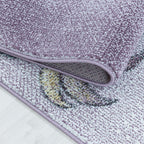 Round Children's Floor Rug Unicorn - Pretty Purple