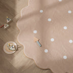 Round Kids Room Rug - Cloudy Dots Beige