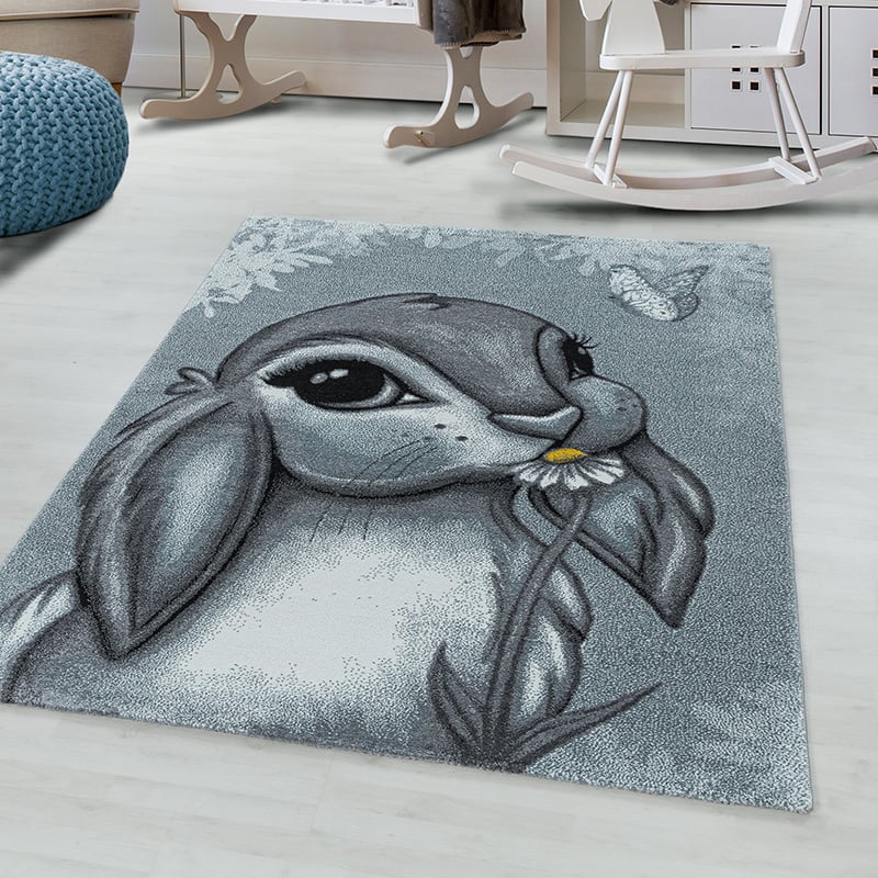 Children's floor rug - Fleurtje Rabbit Blue