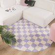 Round Retro Rug - Gambit Lilac/White
