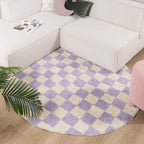 Round Retro Rug - Gambit Lilac/White
