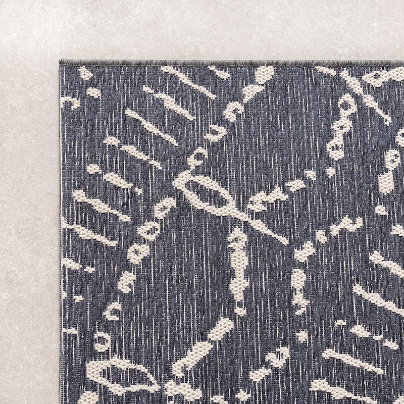 Modern Outdoor Rug - Porto Aztec Gray/Blue