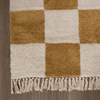 Checkerboard Rug - Blox Fringe Ochre yellow